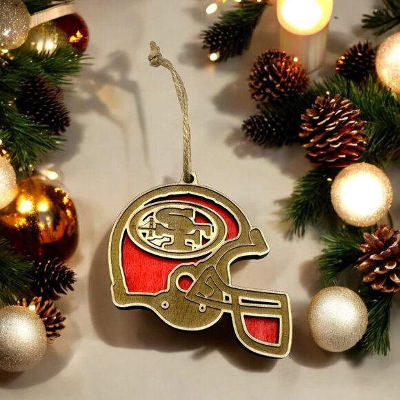 San Francisco 49ers Christmas Ornament | Laser Engraved Wood - Picture 2 of 3